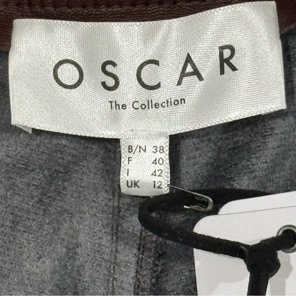 NWT $398 OSCAR The Collection Faux Leather Cargo Pants UK 12 US 8 Chestnut Brown - Picture 7 of 9